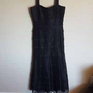 Vintage Tadashi Shoji Lace Tiered Tea Length Dress